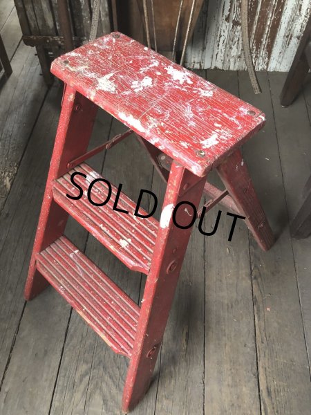 画像13: Vintage Wooden Ladder Step Stool (R239) (13)