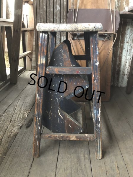 画像10: Antique Wooden Ladder Step Stool (R240) (10)