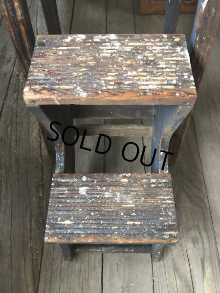 画像14: Antique Wooden Ladder Step Stool (R240) (14)