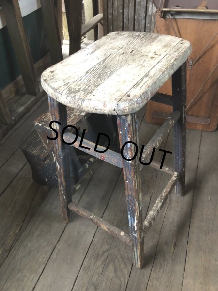 画像2: Antique Wooden Ladder Step Stool (R240) (2)