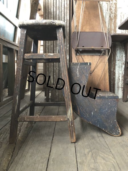 画像18: Antique Wooden Ladder Step Stool (R240) (18)