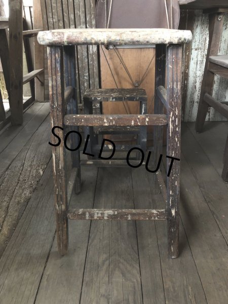 画像3: Antique Wooden Ladder Step Stool (R240) (3)