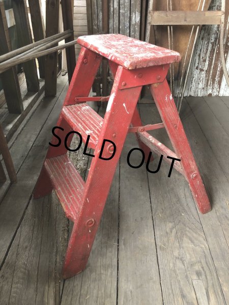 画像4: Vintage Wooden Ladder Step Stool (R239) (4)