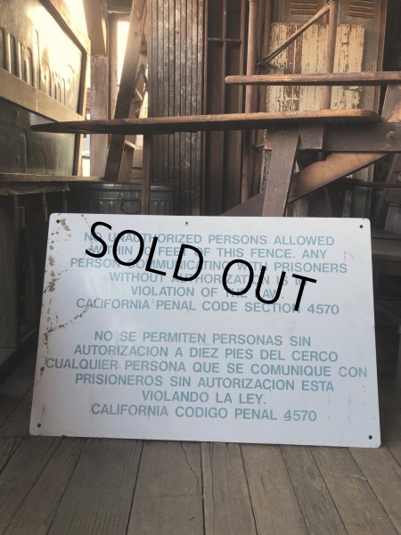 画像2: Vintage CALIFORNIA STATE PRISON Metal Sign (R295) (2)