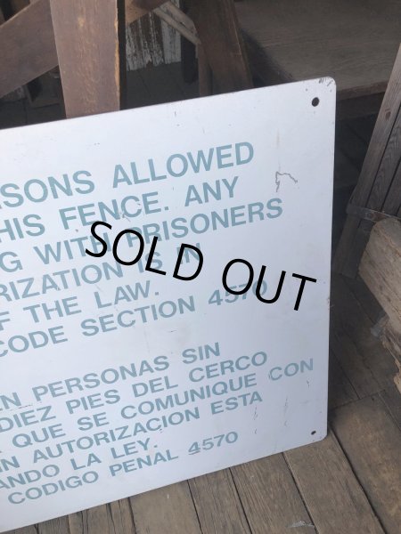 画像6: Vintage CALIFORNIA STATE PRISON Metal Sign (R295) (6)