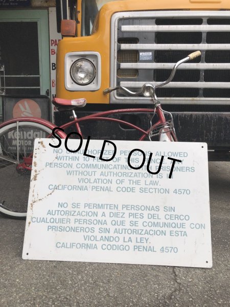 画像1: Vintage CALIFORNIA STATE PRISON Metal Sign (R295) (1)