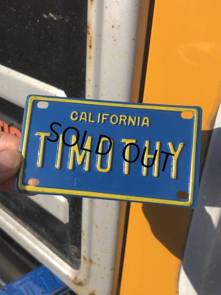 画像1: 70s Vintage California Kids Bicycle Name License Plate / TIMOTHY (R337)  (1)