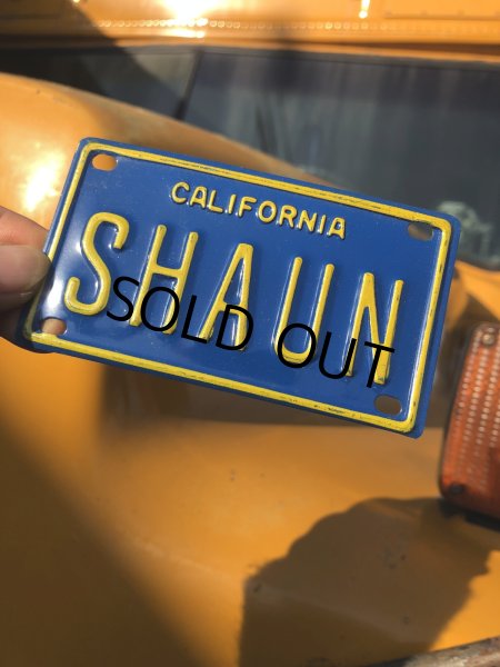 画像1: 70s Vintage California Kids Bicycle Name License Plate / SHAUN (R328)  (1)