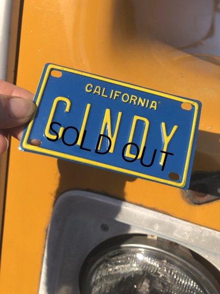 画像1: 70s Vintage California Kids Bicycle Name License Plate / CINDY (R331)  (1)