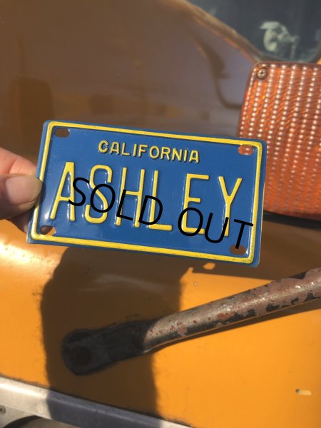 画像1: 70s Vintage California Kids Bicycle Name License Plate / ASHLEY (R332)  (1)