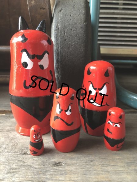 画像13: Red Devil Matryoshka Wooden Figurines (R326)  (13)