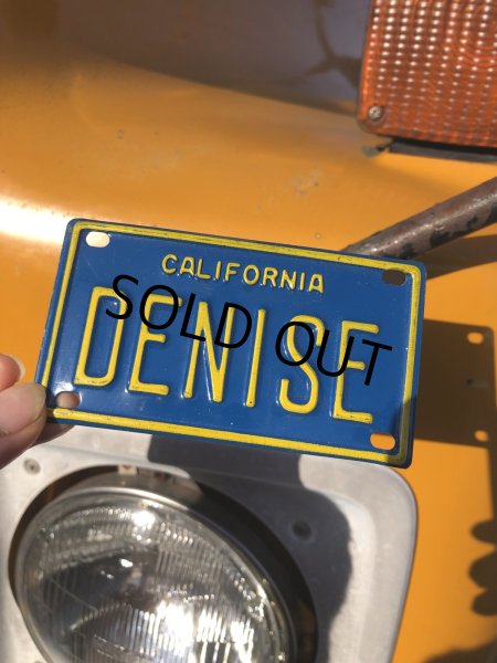 画像1: 70s Vintage California Kids Bicycle Name License Plate / DENISE (R327)  (1)