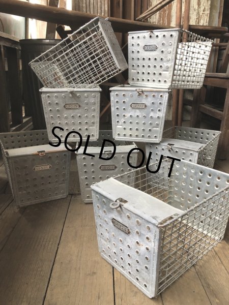 画像1: Vintage USA Industrial Metal Wire # Locker Basket GB-525 (R330) (1)