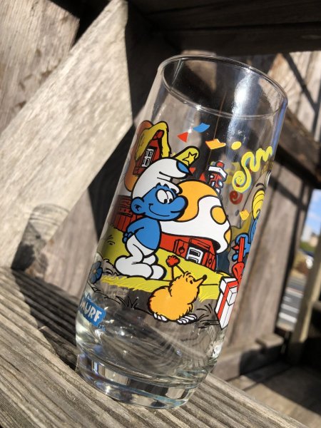 画像2: 80s Vintage Hardee's Smurf Glass SMURFETTE (R343) (2)