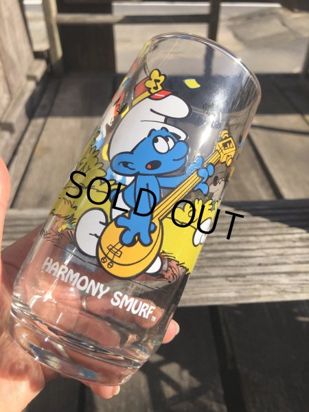 画像4: 80s Vintage Hardee's Smurf Glass HARMONY SMURF (R341) (4)