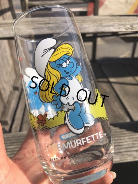 画像4: 80s Vintage Hardee's Smurf Glass SMURFETTE (R340) (4)