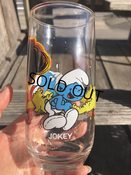画像4: 80s Vintage Hardee's Smurf Glass JOKEY (R342) (4)