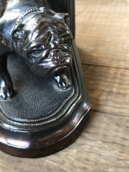 画像7: Vintage Metal Bulldog Bookend Statue (R386) (7)