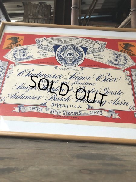 画像4: Vintage Budweiser Beer 1876-1976 100YEARS w/Frame (R393) (4)
