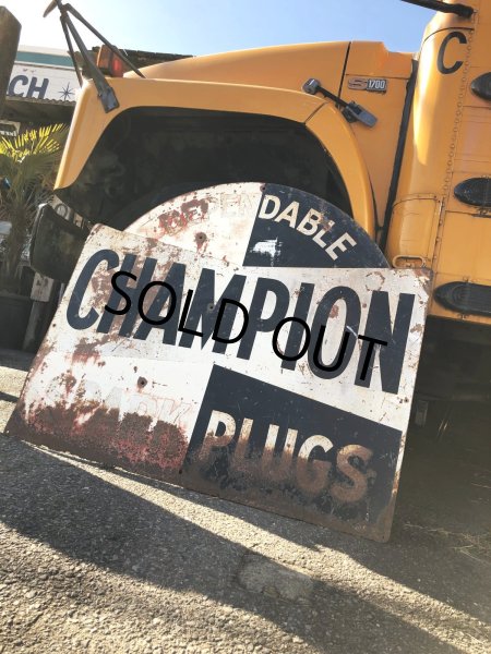 画像14: 【店舗引き取り限定】 Vintage CHAMPION SPARK PLUG SERVICE GAS STATION Sign Bullet Holes Huge ! (R403)  (14)