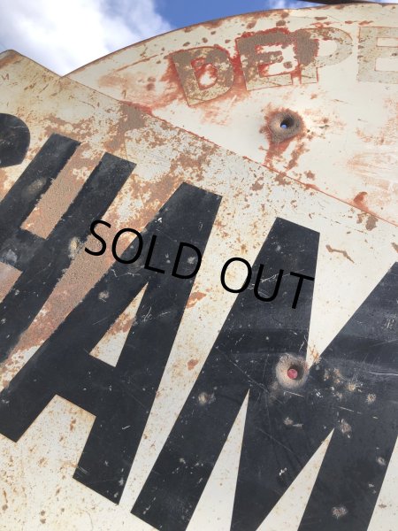 画像9: 【店舗引き取り限定】 Vintage CHAMPION SPARK PLUG SERVICE GAS STATION Sign Bullet Holes Huge ! (R403)  (9)