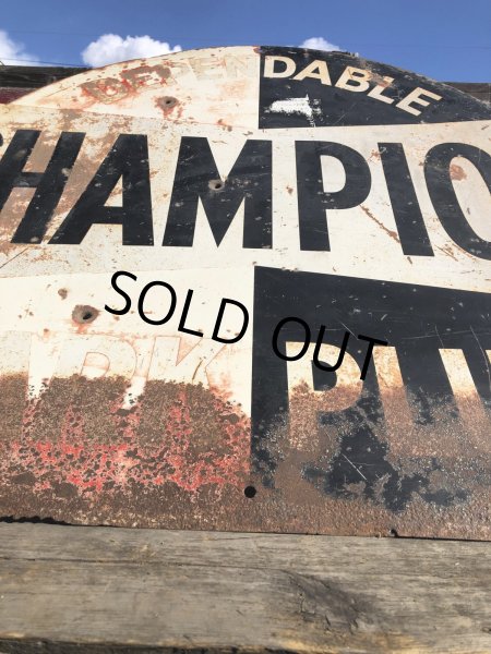 画像5: 【店舗引き取り限定】 Vintage CHAMPION SPARK PLUG SERVICE GAS STATION Sign Bullet Holes Huge ! (R403)  (5)