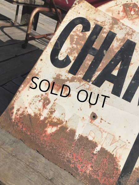 画像6: 【店舗引き取り限定】 Vintage CHAMPION SPARK PLUG SERVICE GAS STATION Sign Bullet Holes Huge ! (R403)  (6)