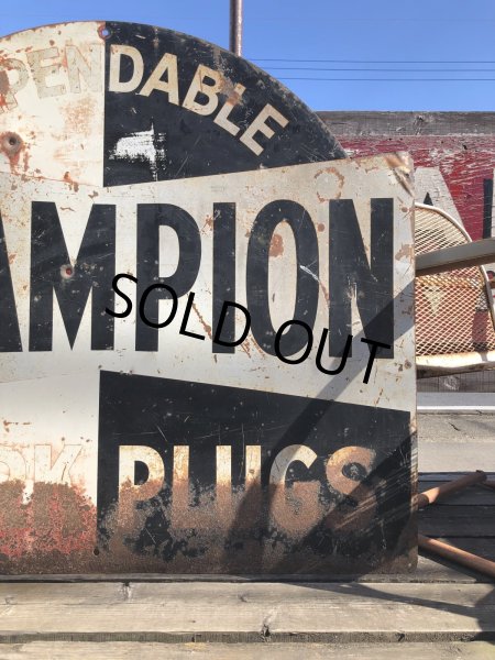画像12: 【店舗引き取り限定】 Vintage CHAMPION SPARK PLUG SERVICE GAS STATION Sign Bullet Holes Huge ! (R403)  (12)