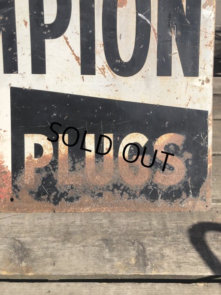 画像7: 【店舗引き取り限定】 Vintage CHAMPION SPARK PLUG SERVICE GAS STATION Sign Bullet Holes Huge ! (R403)  (7)