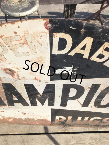 画像3: 【店舗引き取り限定】 Vintage CHAMPION SPARK PLUG SERVICE GAS STATION Sign Bullet Holes Huge ! (R403)  (3)