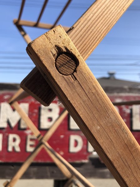 画像11: 【店舗引き取り限定】 Vintage Wooden Clothes Drying Laundry Folding Rack (R419) (11)