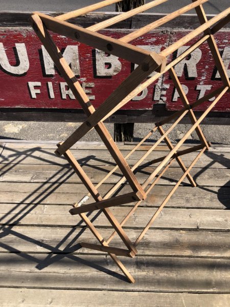 画像12: 【店舗引き取り限定】 Vintage Wooden Clothes Drying Laundry Folding Rack (R419) (12)
