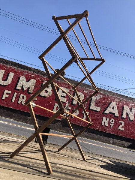 画像13: 【店舗引き取り限定】 Vintage Wooden Clothes Drying Laundry Folding Rack (R419) (13)
