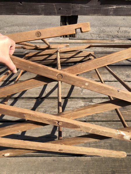 画像24: 【店舗引き取り限定】 Vintage Wooden Clothes Drying Laundry Folding Rack (R419) (24)