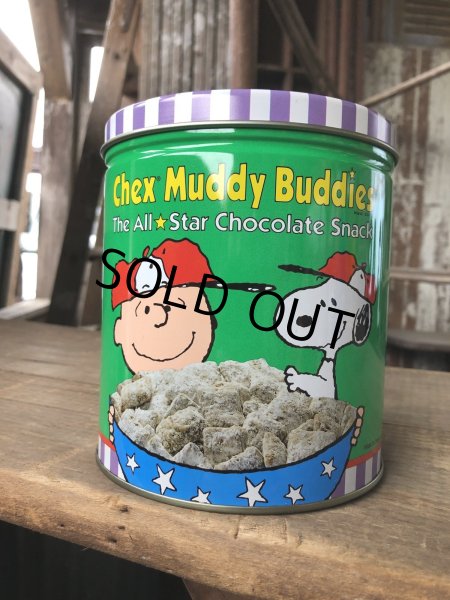 画像1: Advertising Tin Can Snoopy Chex Muddy Buddies (R421) (1)