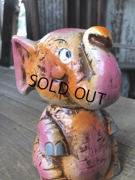 画像7: Vintage Japan Holiday Fair Chalkware Bank Doll Pink Elephant (R450) (7)