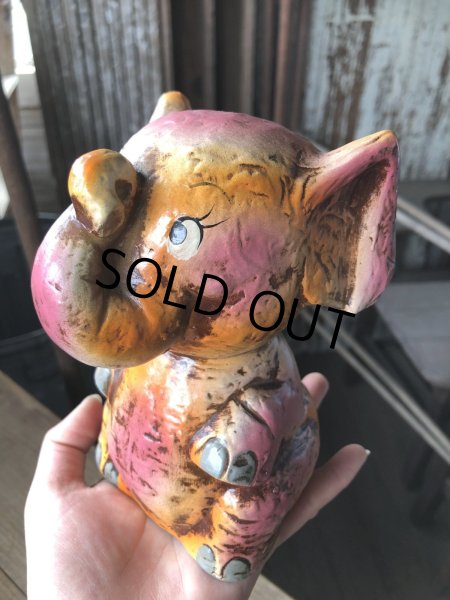 画像9: Vintage Japan Holiday Fair Chalkware Bank Doll Pink Elephant (R450) (9)