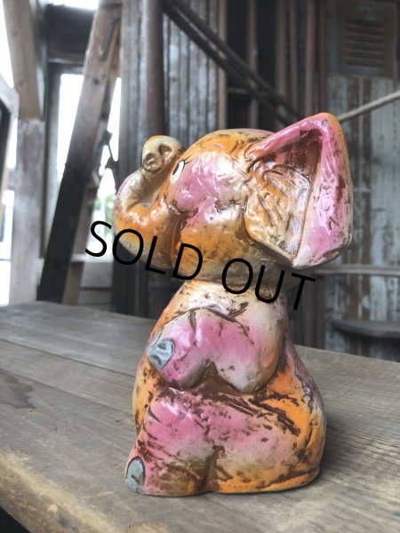 画像4: Vintage Japan Holiday Fair Chalkware Bank Doll Pink Elephant (R450) (4)