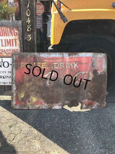 画像9: 40s Advertising Pause...Drink Coca Cola Store Display Tin Sign (R455) (9)