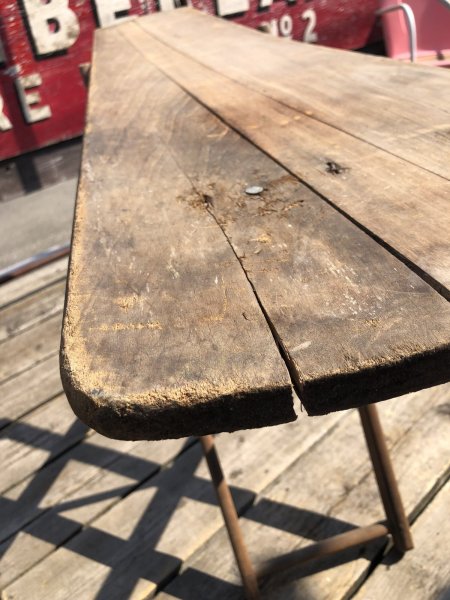 画像9: Vintage American Primitive Wooden Ironing Board Table (B460) (9)
