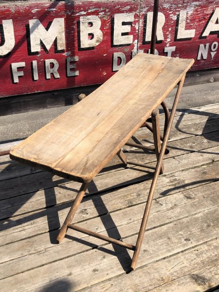 画像19: Vintage American Primitive Wooden Ironing Board Table (B460) (19)