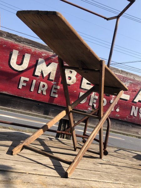 画像18: Vintage American Primitive Wooden Ironing Board Table (B460) (18)