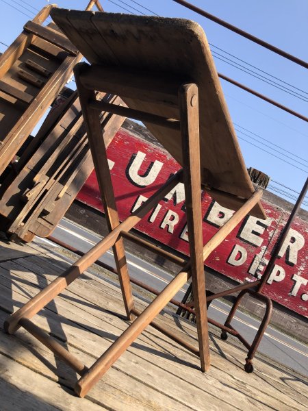 画像6: Vintage American Primitive Wooden Ironing Board Table (B460) (6)