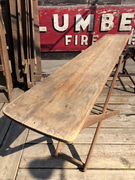 画像7: Vintage American Primitive Wooden Ironing Board Table (B460) (7)