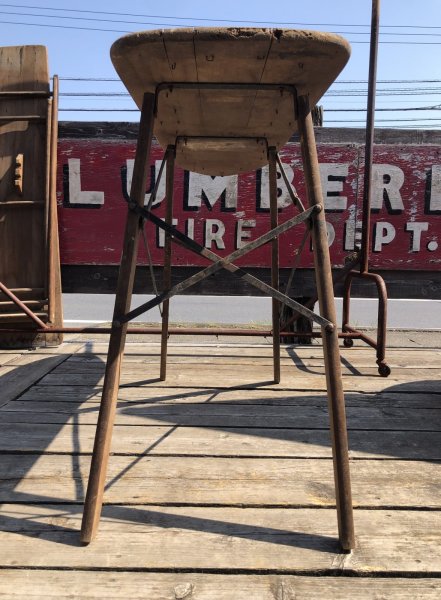 画像6: Vintage American Primitive Wooden Ironing Board Table (B457) (6)