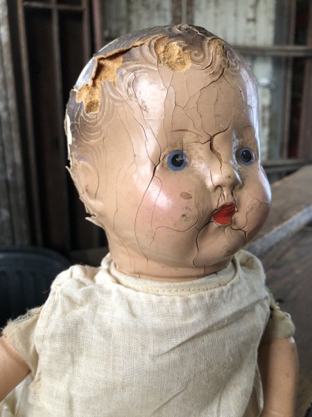 画像17: Vintage Composition Face Doll Baby 40cm (R494) (17)