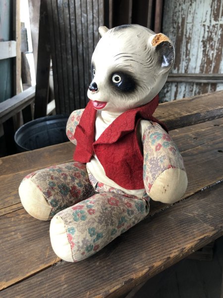 画像2: Vintage Composition Face Doll Panda Bear 35cm (R493) (2)