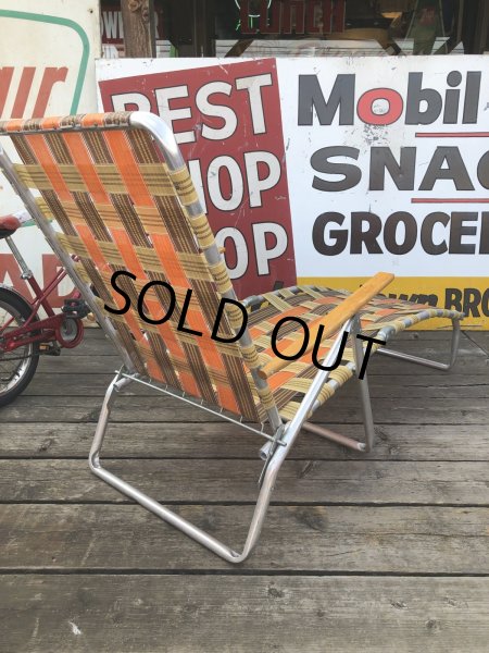 画像10: 60 Vintage Folding Long Lawn Chair (R495) (10)
