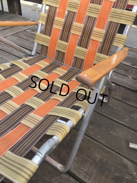 画像21: 60 Vintage Folding Long Lawn Chair (R495) (21)