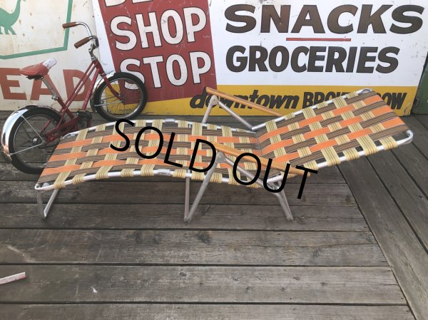 画像14: 60 Vintage Folding Long Lawn Chair (R495) (14)